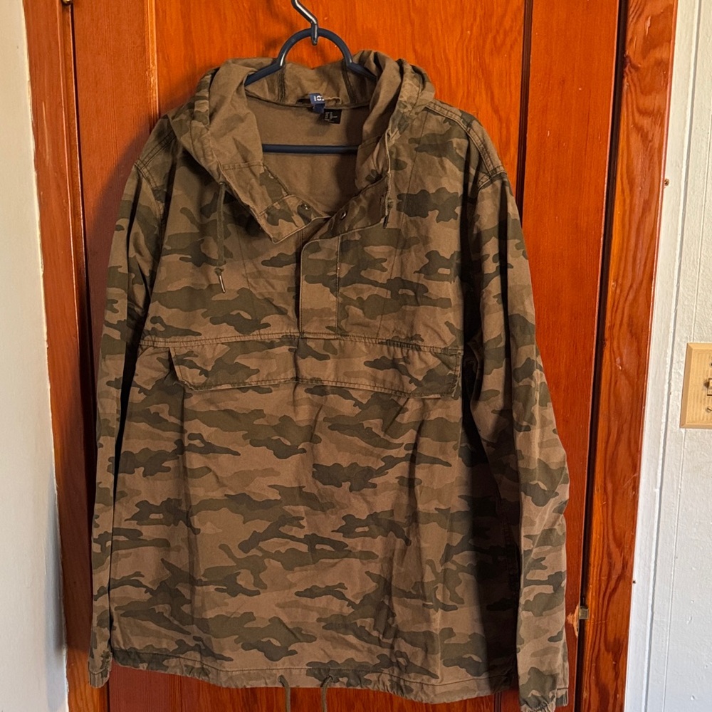 Camouflage Hooded Jacket 100% Cotton Men’s Size XL - Picture 1 of 8